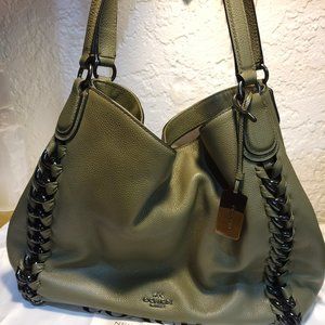 Coach Edie Jumbo In Whiplash Hunter Green/Surplus Leather Shoulder Bag
